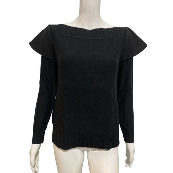 LOEFFLER RANDALL Black Wool Merino Bateau Neckline Pullover Sweater Size M - Picture 1 of 4